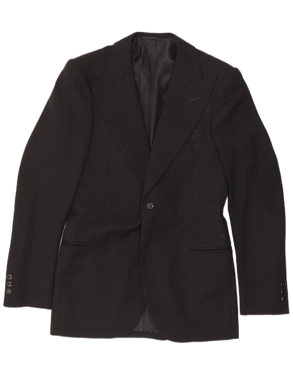 Vintage Mens 1 Button Blazer Jacket UK 36 Small Black Classic