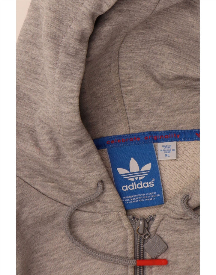 ADIDAS Mens Zip Hoodie Sweater XL Grey Cotton