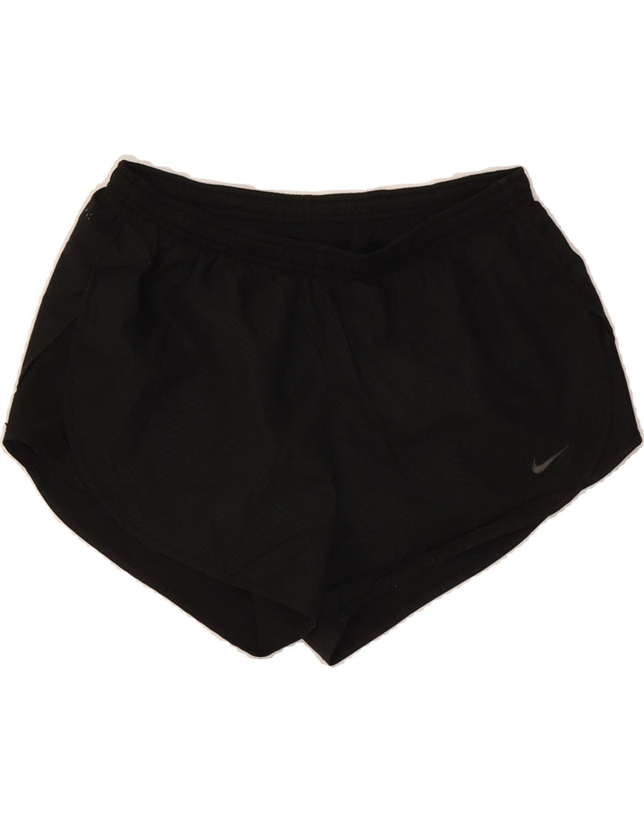 NIKE Womens Dri Fit Sport Shorts UK 14 Medium  Black Chevron Polyester Vintage Nike and Second-Hand Nike from Messina Hembry 