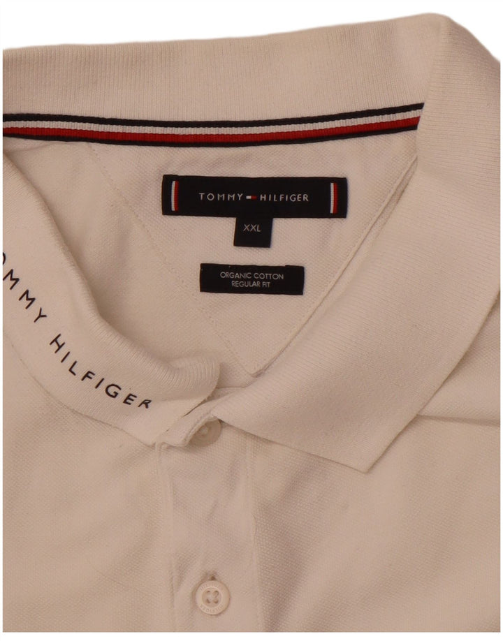 TOMMY HILFIGER Mens Regular Fit Polo Shirt 2XL White Colourblock Cotton