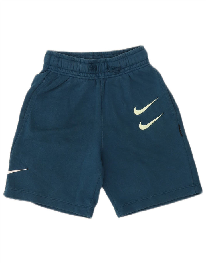 NIKE Boys Graphic Sport Shorts 8-9 Years Small Blue Cotton