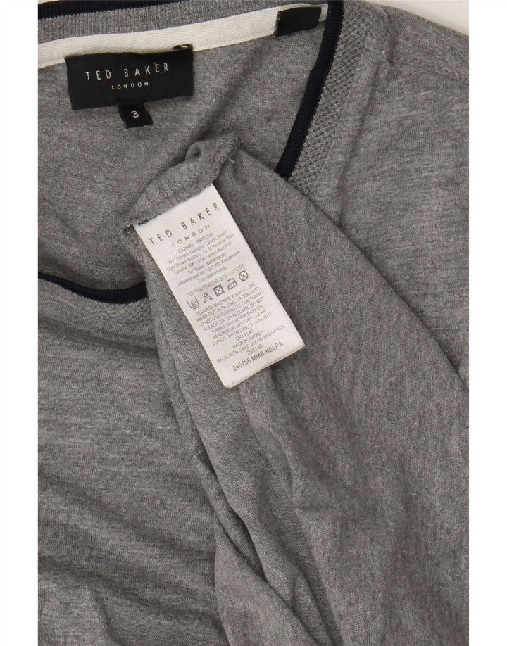 Ted Baker Mens T-Shirt Top Size 3 Medium Grey Polyester