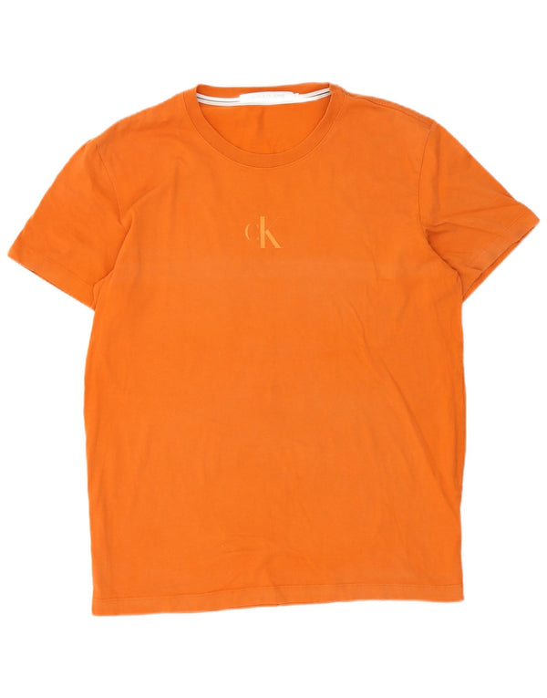 Calvin Klein Jeans Mens Graphic T-Shirt Top XL Orange Cotton