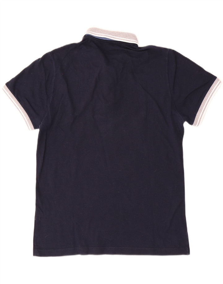Fred Perry Mens Polo Shirt Medium Navy Blue Colourblock Cotton