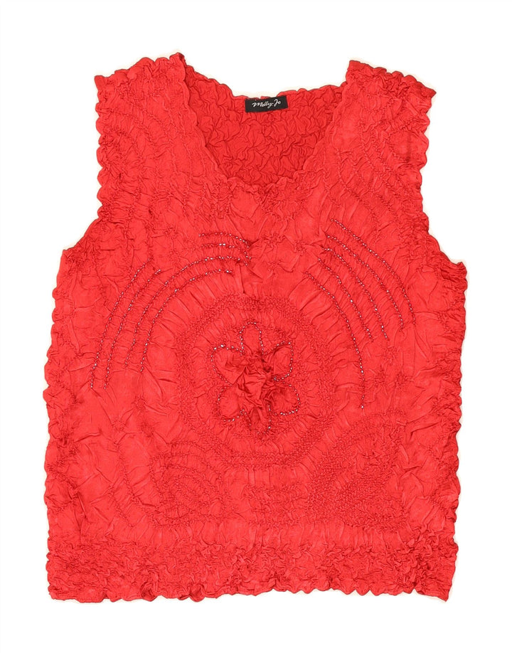 VINTAGE Womens Sleeveless Blouse Top One Size Red Polyester Vintage Vintage and Second-Hand Vintage from Messina Hembry 