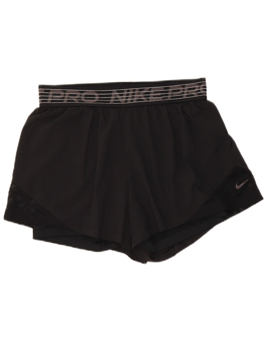 Nike Womens Dri Fit Graphic Sport Shorts UK 12 Medium  Black Polyester