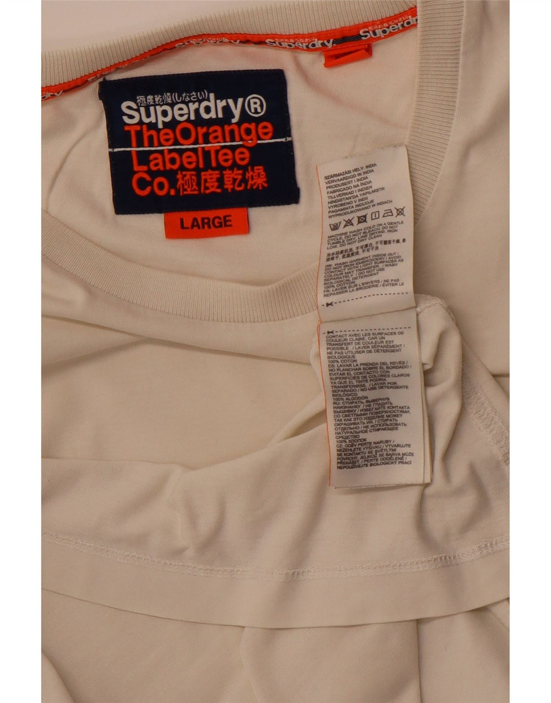 SUPERDRY Mens T-Shirt Top Large White Cotton