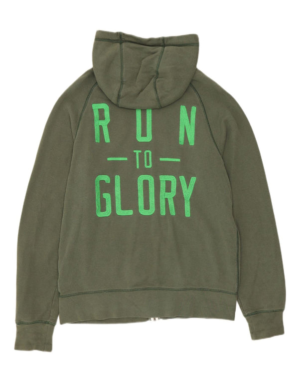 Nike Mens Zip Hoodie Sweater Medium Khaki Cotton