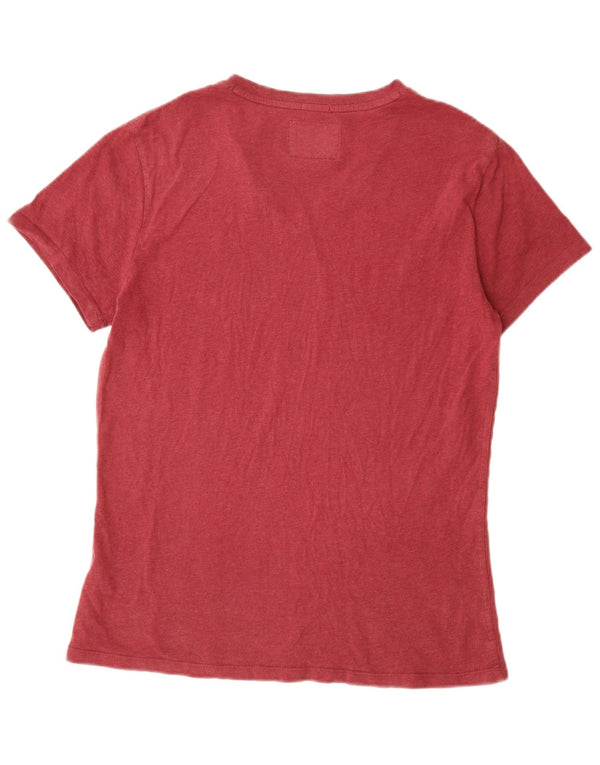 SUPERDRY Womens T-Shirt Top UK 14 Medium Burgundy Cotton