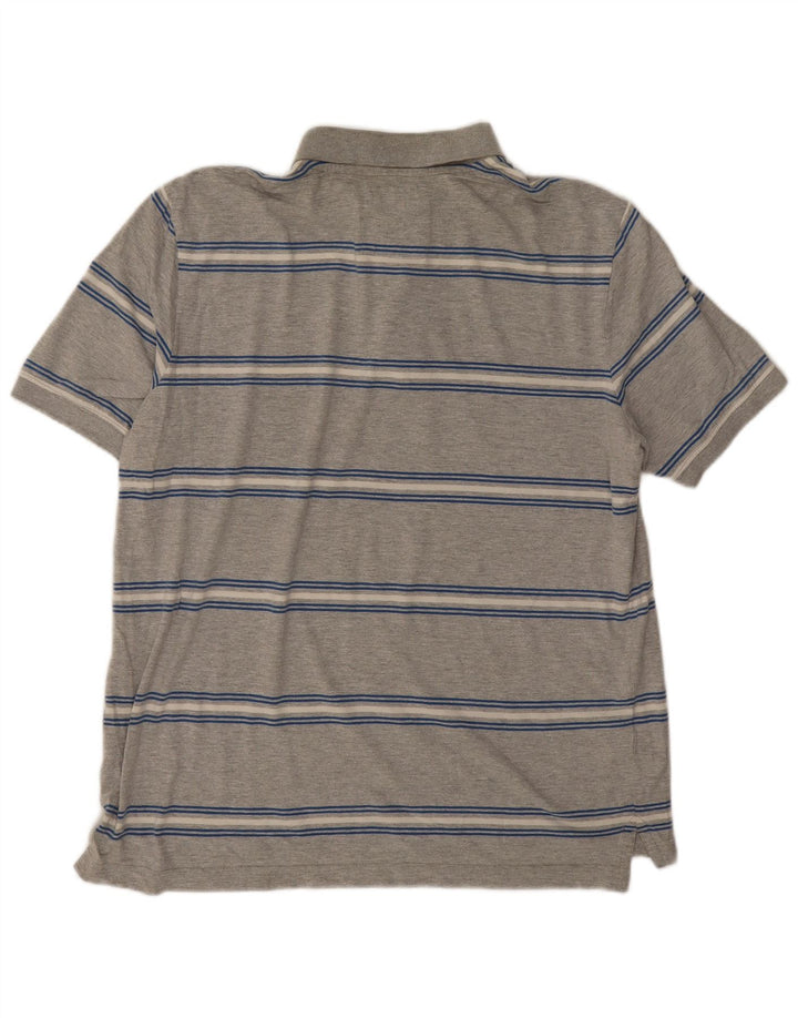 Crew Clothing Mens Polo Shirt Medium Grey Striped Cotton