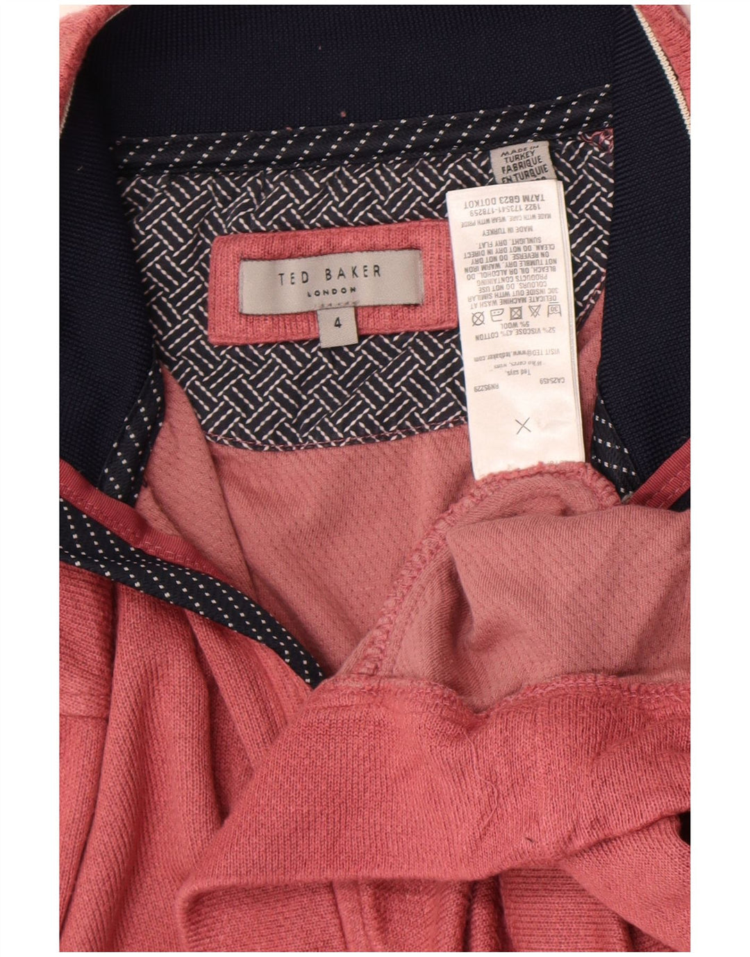 Ted Baker Mens Zip Neck Sweatshirt Jumper Size 4 Large Pink Viscose