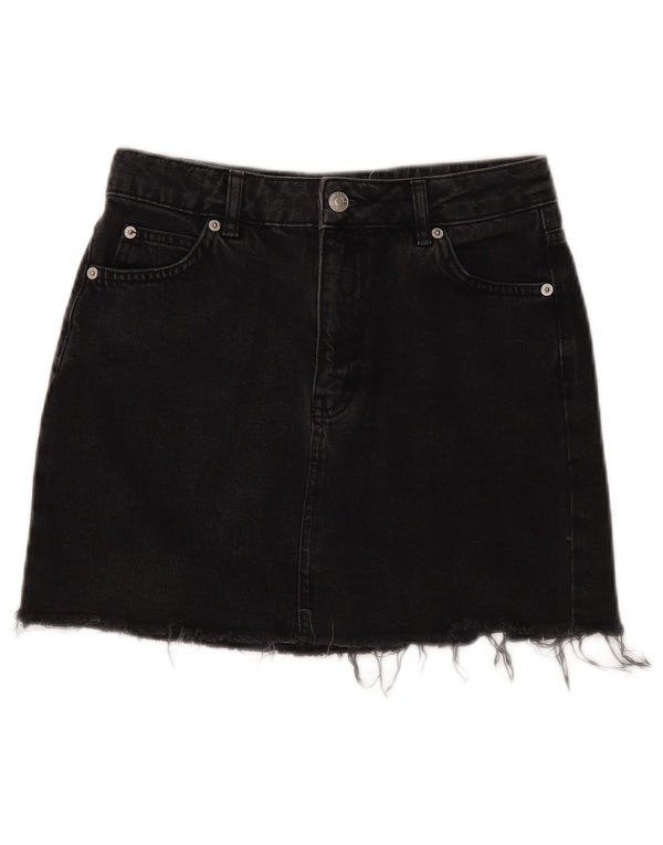 Topshop Womens Denim Skirt UK 8 Small W28  Black Cotton