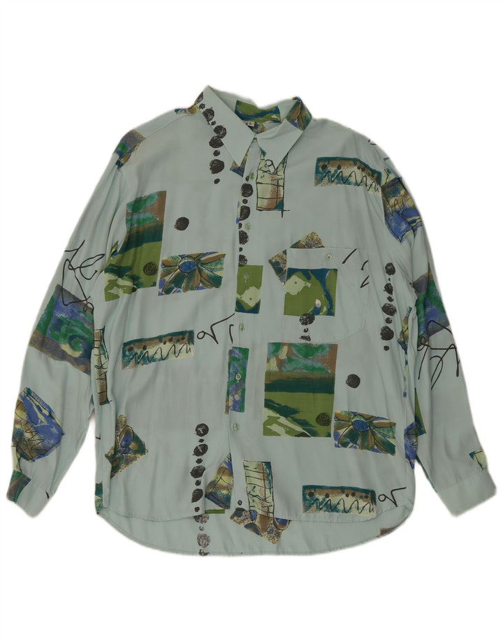 Nazzareno G. Mens Shirt Large Blue Patchwork