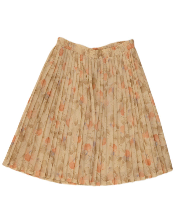 Crea Womens Knife Pleated Skirt W33 Large Pink Floral Virgin Wool