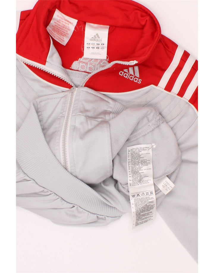 Adidas Boys Graphic Tracksuit Top Jacket 5-6 Years Grey Colourblock