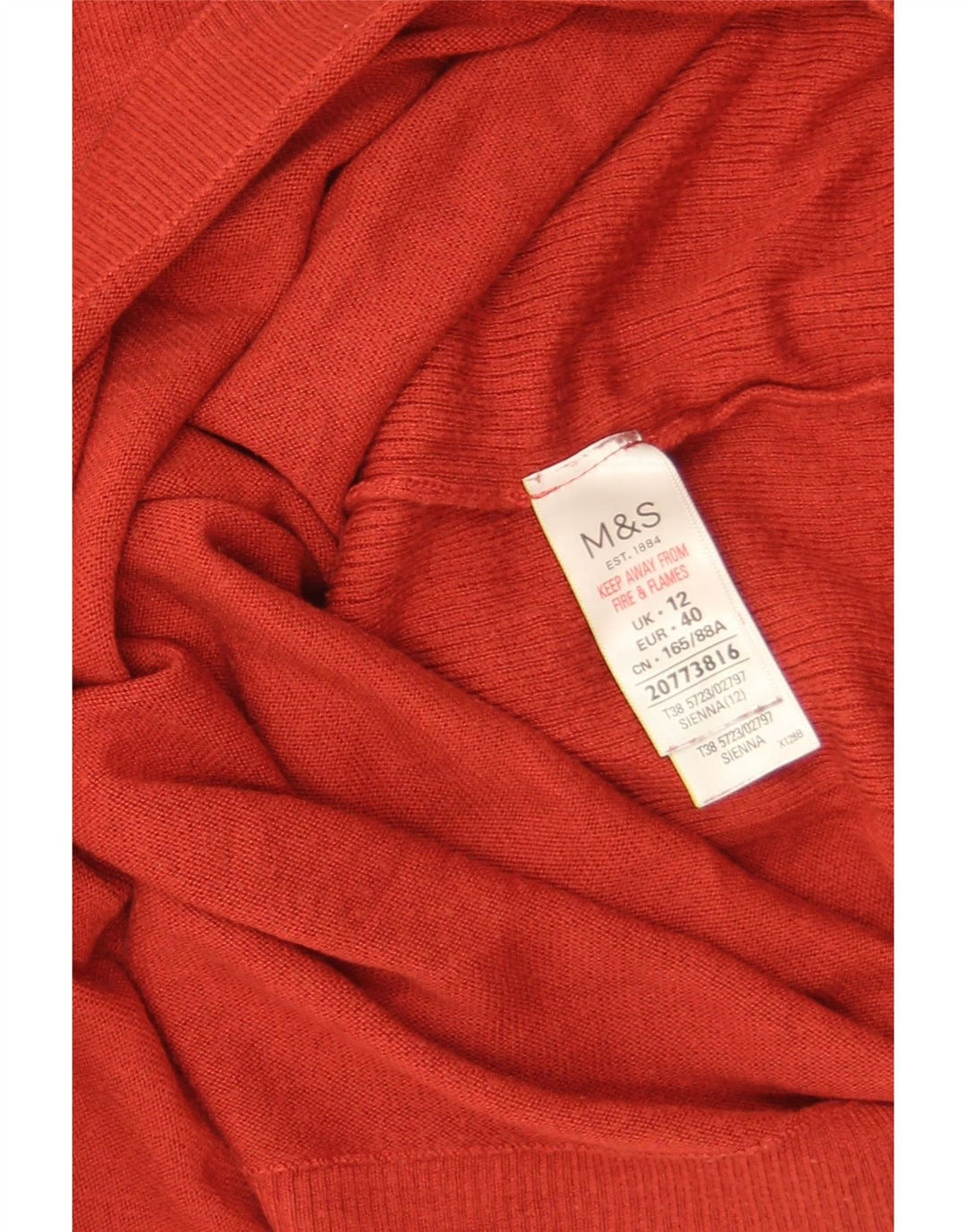 Marks & Spencer Womens Crop Crew Neck Jumper Sweater UK 12 Medium Red