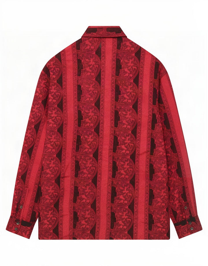 Chevalier Mens Shirt Medium Red Striped Polyester