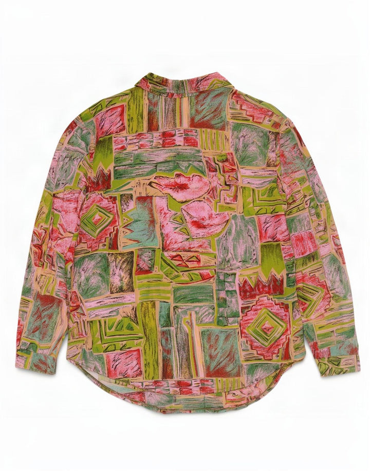 Vintage Womens Shirt UK 16 Large Multicoloured Geometric