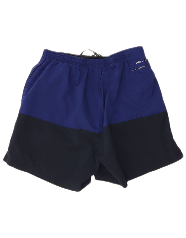 Nike Mens Dri Fit Sport Shorts Medium Navy Blue Colourblock Polyester