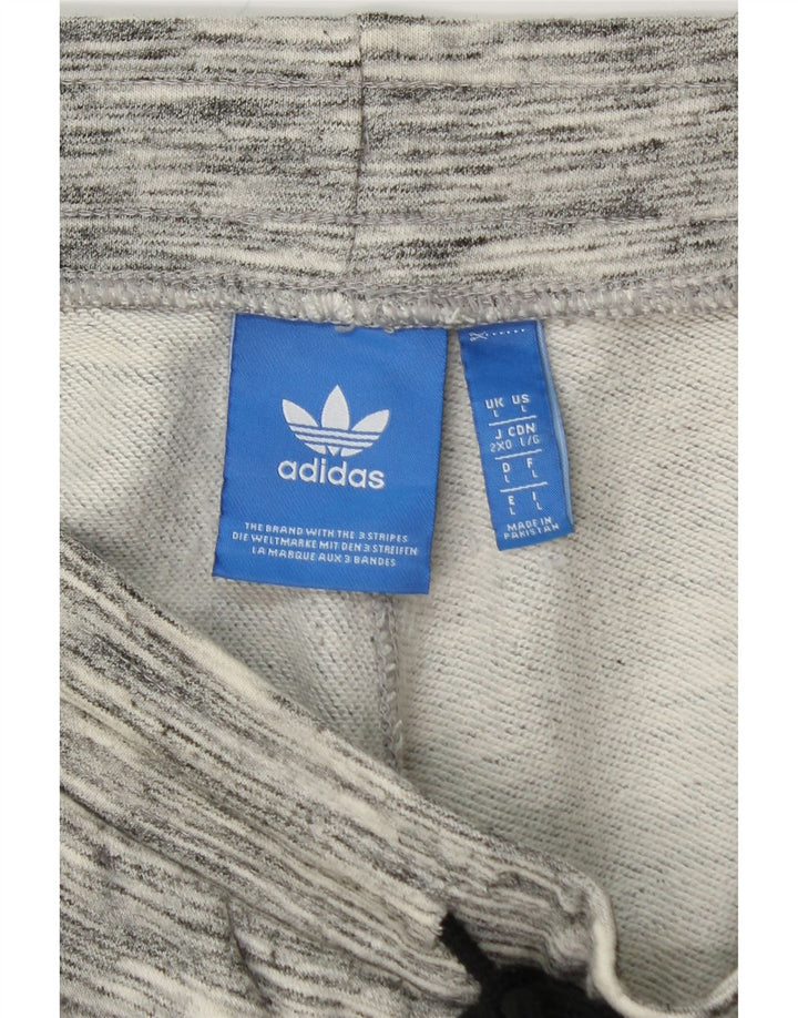 ADIDAS Mens Tracksuit Trousers Joggers Large  Grey Pinstripe Cotton