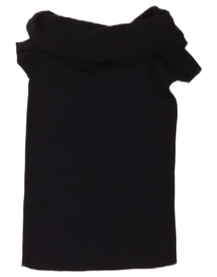 ZARA Womens Crop Blouse Top UK 12 Medium Black Viscose