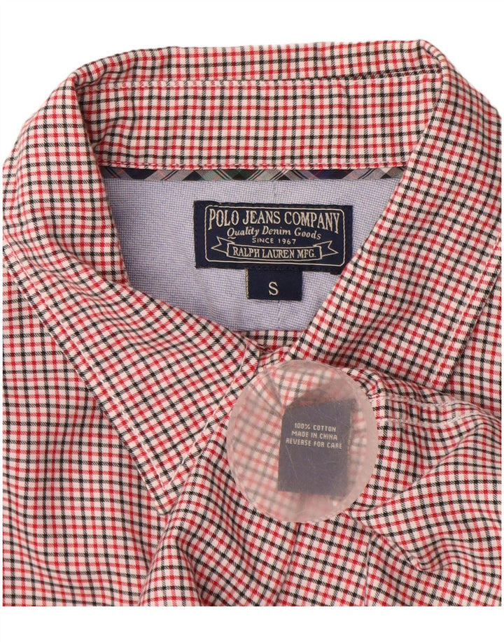 POLO RALPH LAUREN Mens Flannel Shirt Small Red Check Cotton