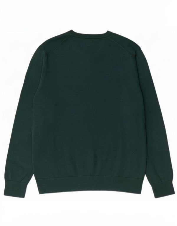 Marks & Spencer Mens V-Neck Jumper Sweater XL Green Cotton