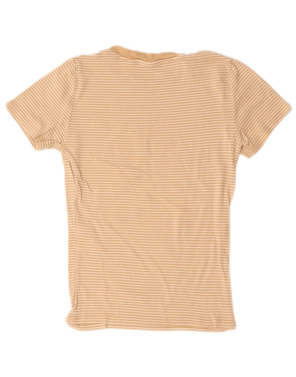 Levi's Womens T-Shirt Top UK 8 Small Beige Pinstripe Cotton