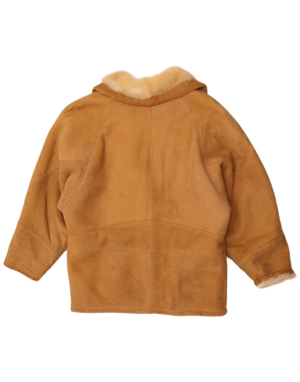 Conbipel Womens Oversized Shearling Jacket IT 42 Medium Brown