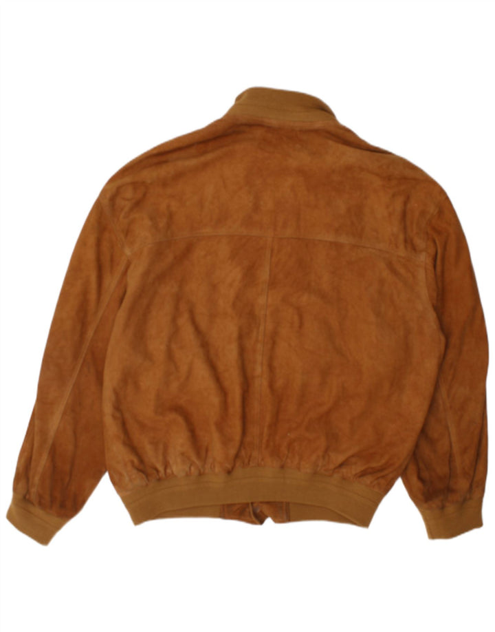 Vintage Mens Suede Bomber Jacket UK 42 XL Brown