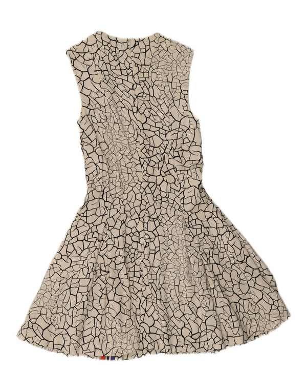 Iceberg Womens Abstract Pattern Sleeveless A-Line Dress IT 42 Medium White