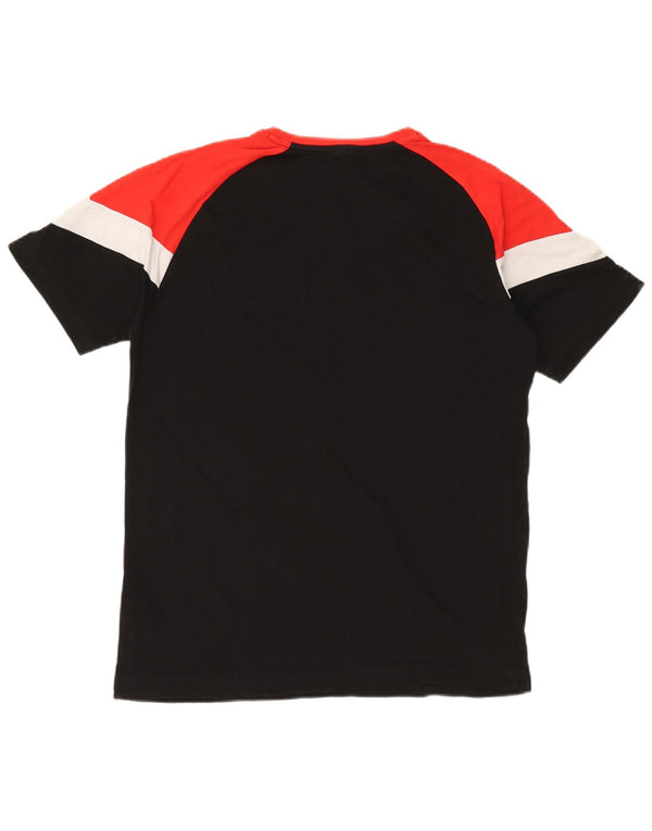 PUMA Mens T-Shirt Top Medium Black Colourblock Cotton