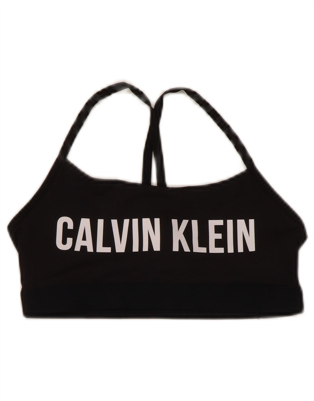 CALVIN KLEIN Womens Graphic Sport Bra Top UK 8 Small Black