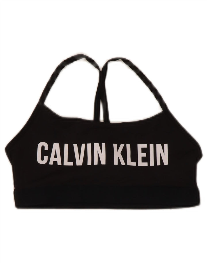 CALVIN KLEIN Womens Graphic Sport Bra Top UK 8 Small Black