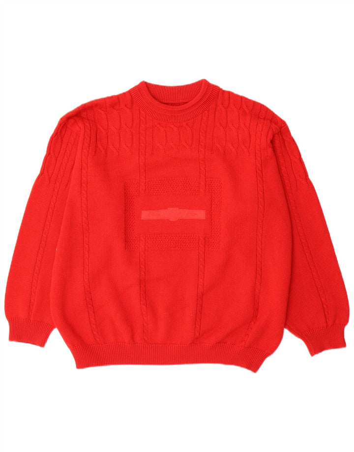 Vintage Mens Crew Neck Jumper Sweater XL Red Wool