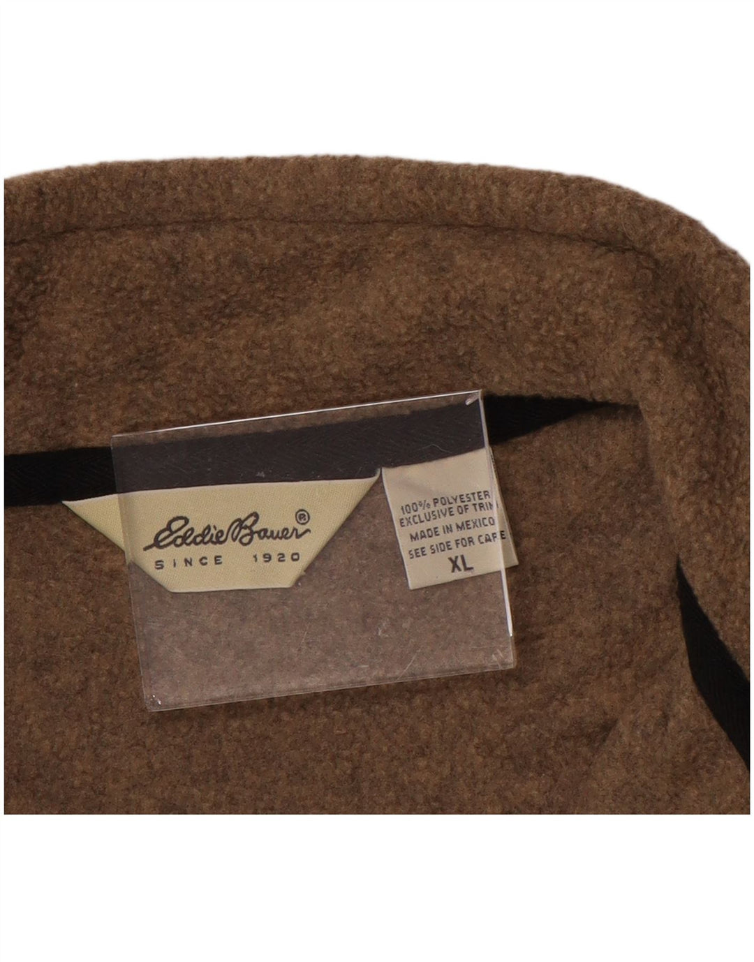 EDDIE BAUER Mens Zip Neck Fleece Jumper XL Brown Polyester