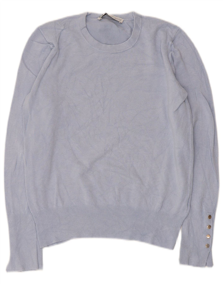 Zara Womens Crew Neck Jumper Sweater UK 12 Medium Blue