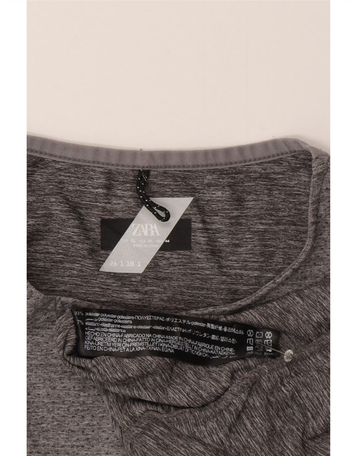 Zara Mens Top Long Sleeve XL Grey Polyester