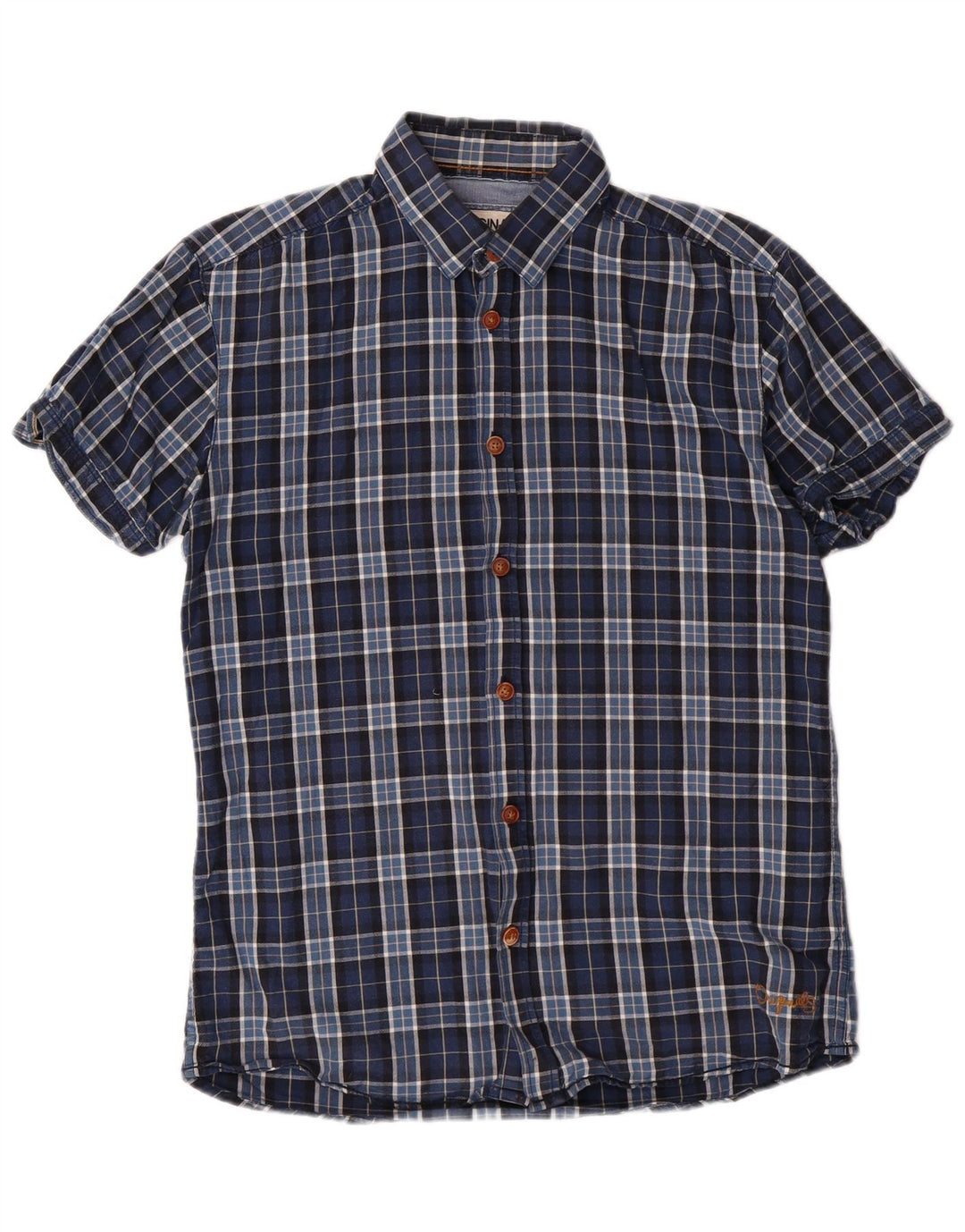 Jack & Jones Mens Checked  Shirt Medium Blue Check Cotton