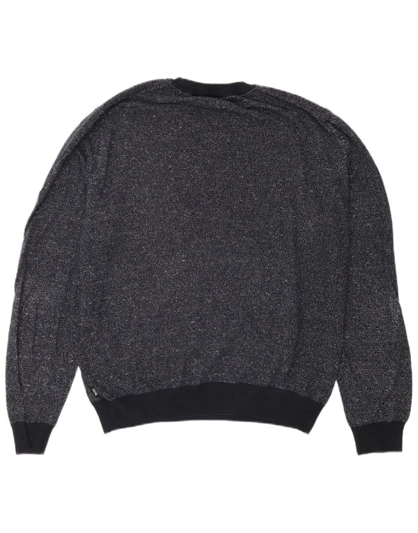 Hugo Boss Mens Loose Fit Crew Neck Jumper Sweater Small Navy Blue Flecked