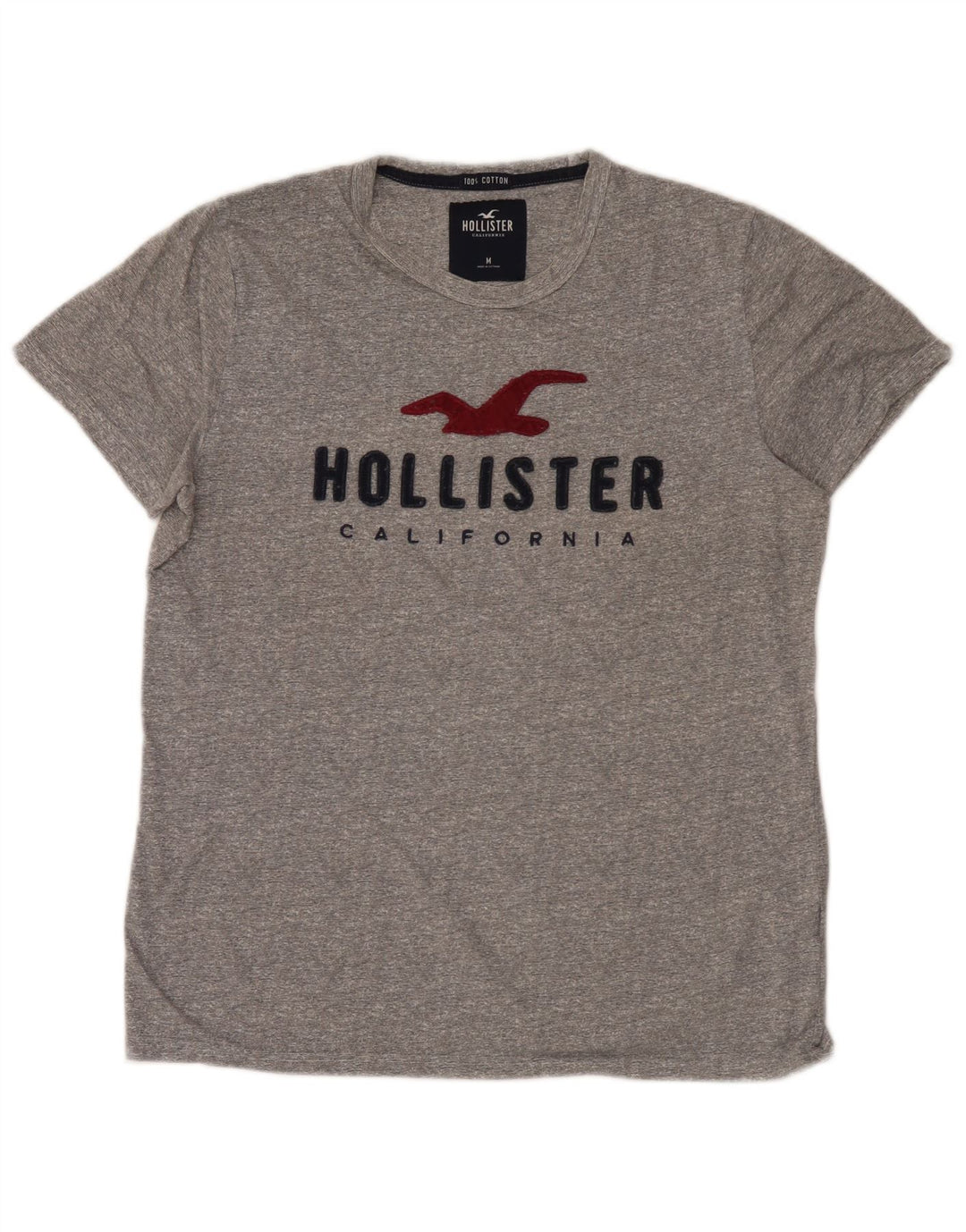 Hollister Mens Graphic T-Shirt Top Medium Grey Cotton