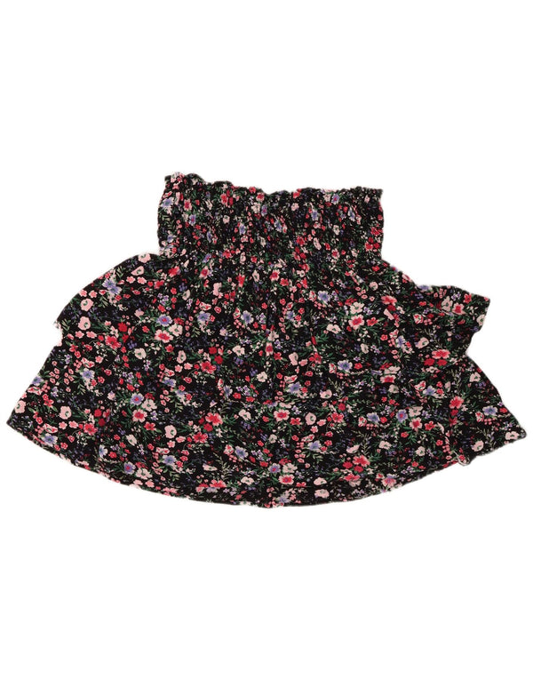 JOE BROWNS Womens Ruffle Skirt UK 12 Medium W30  Black Floral Viscose