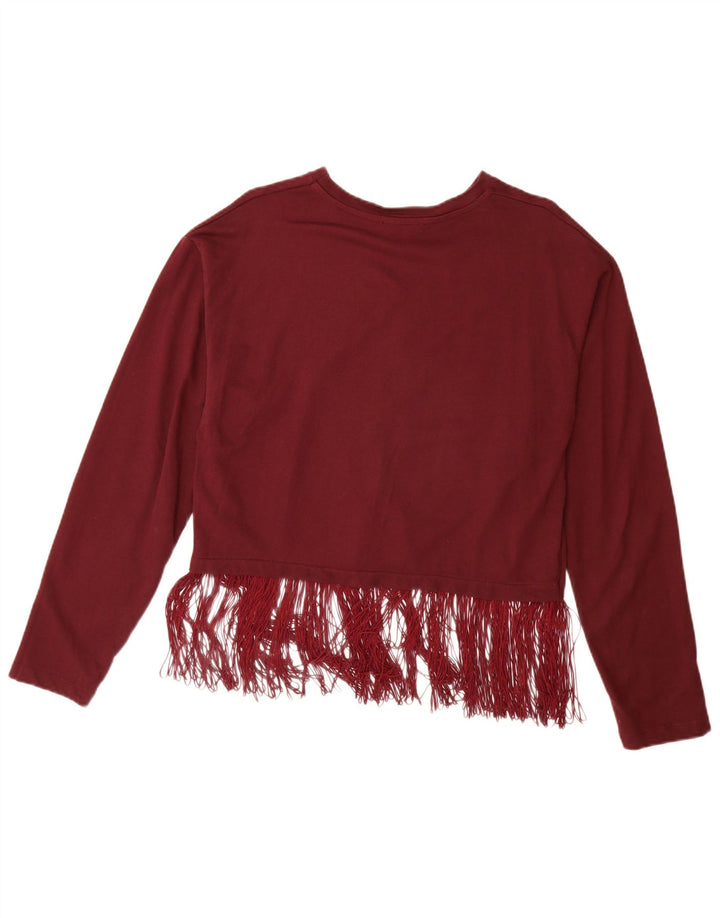 ZARA Womens Oversized Blouse Top UK 10 Small Burgundy Cotton