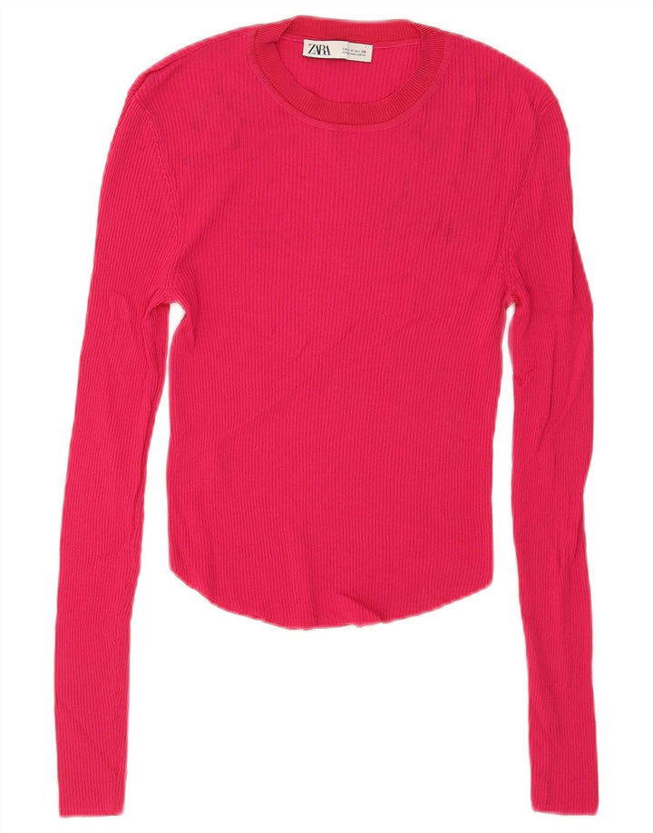 Zara Womens Top Long Sleeve UK 10 Small Pink