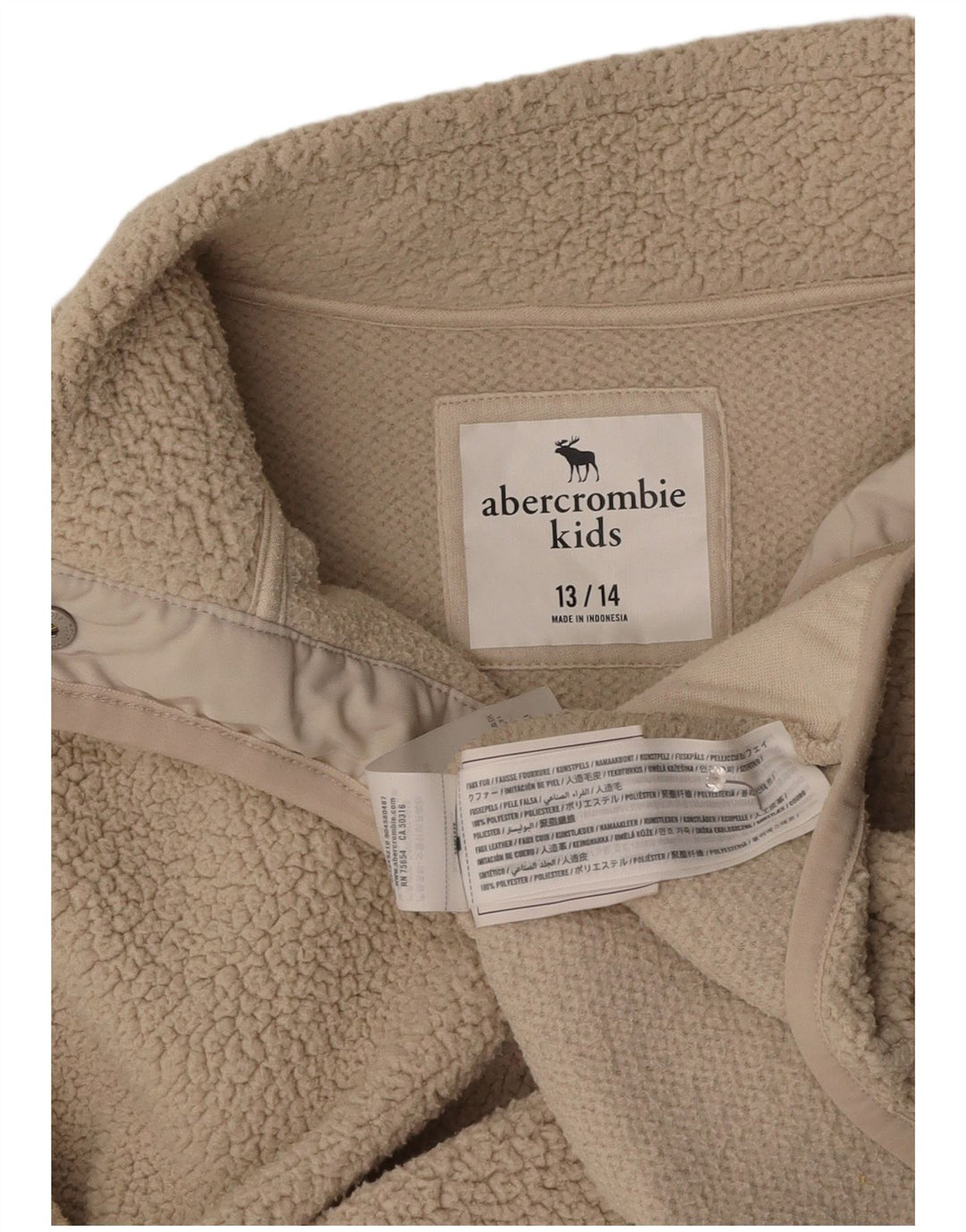 ABERCROMBIE & FITCH Girls Fleece Jacket 13-14 Years Beige Polyester
