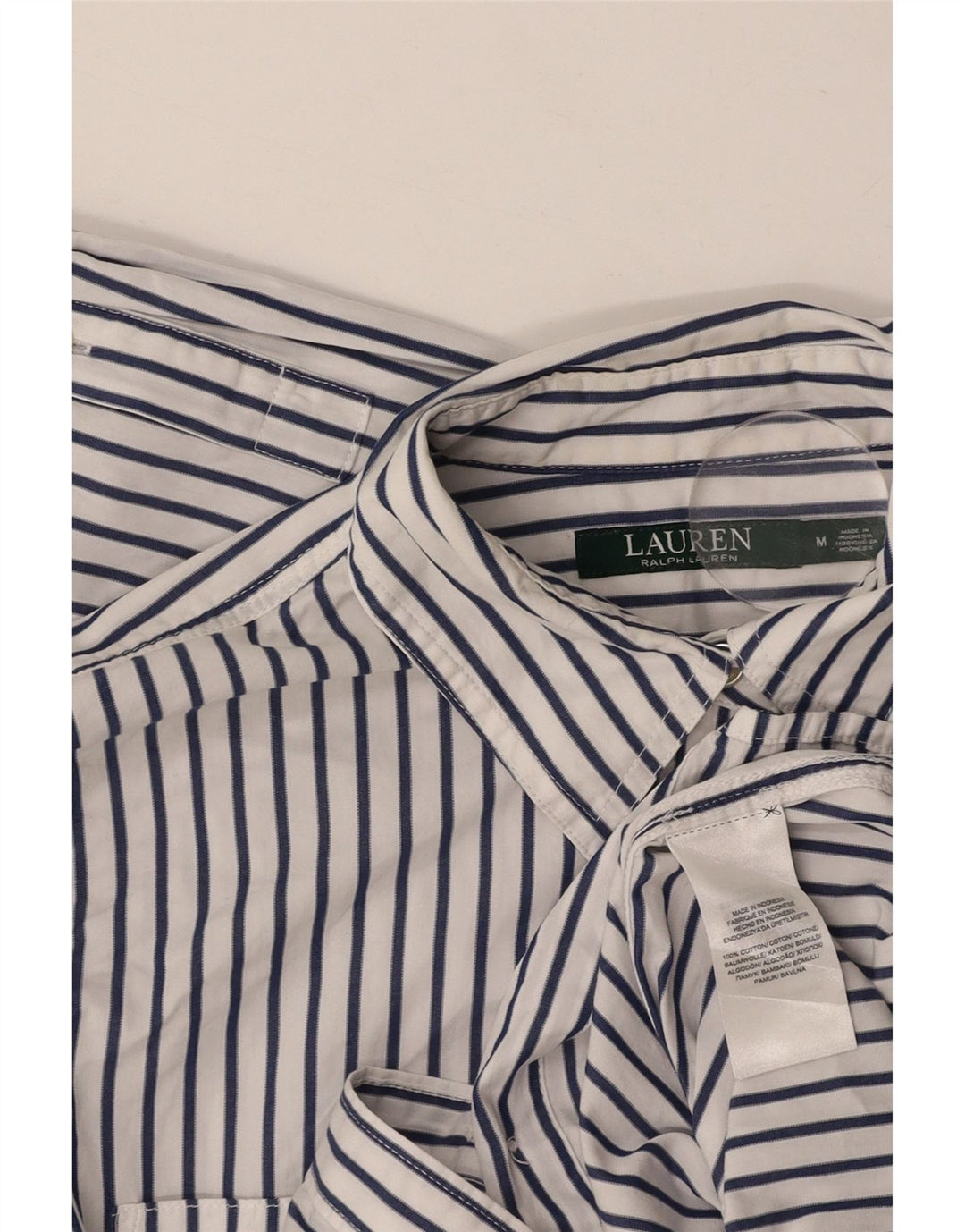RALPH LAUREN Womens Shirt UK 14 Medium White Pinstripe Cotton