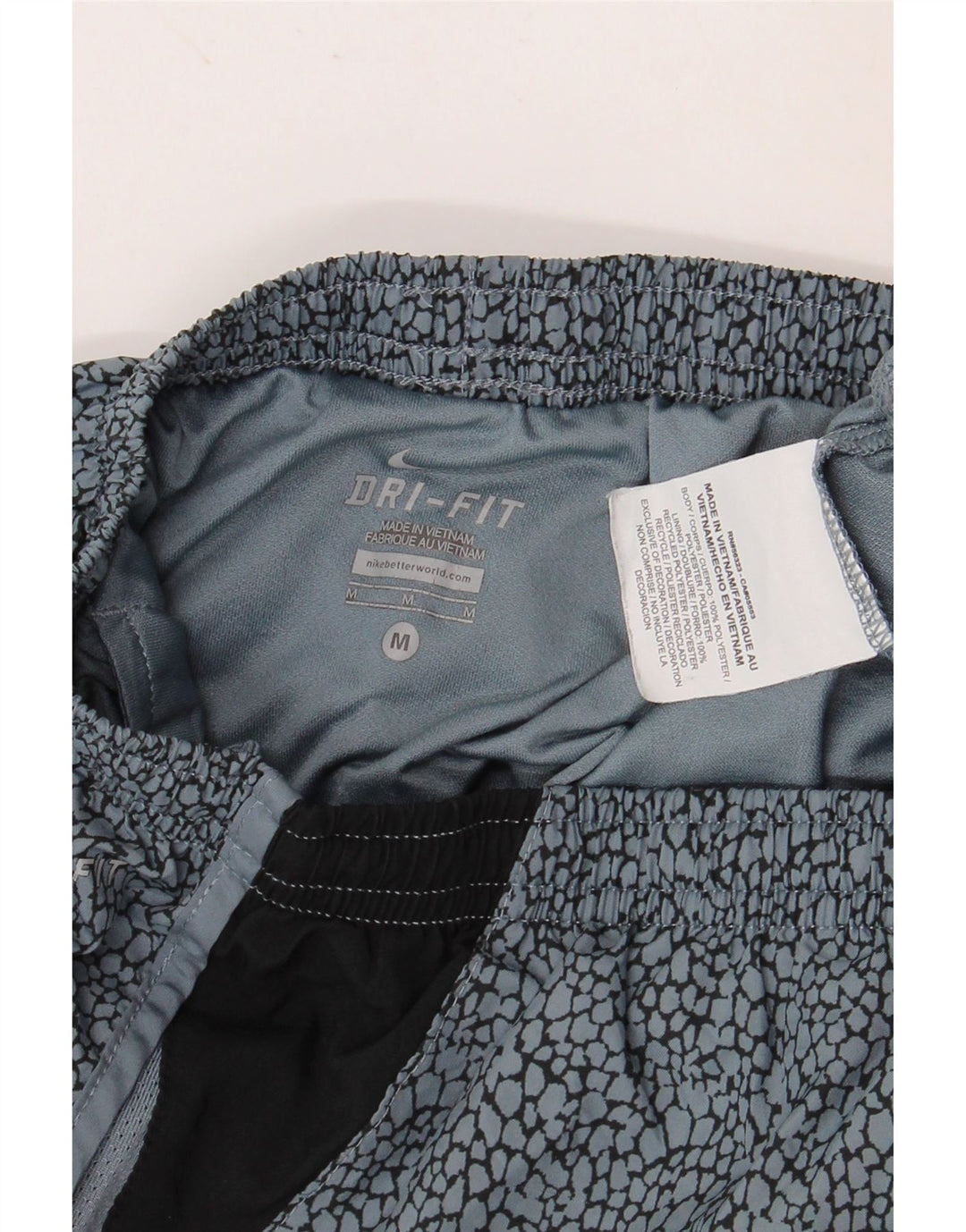 NIKE Womens Dri Fit Sport Shorts UK 12 Medium  Blue Colourblock Polyester