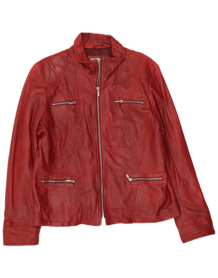 MAX Womens Leather Jacket UK 16 Large Red Leather