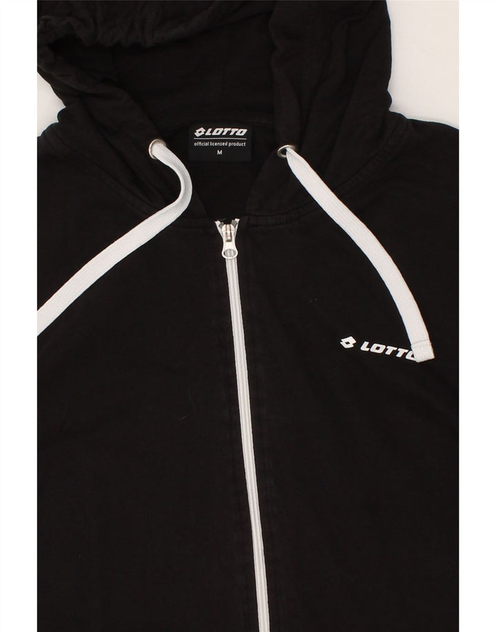 LOTTO Mens Zip Hoodie Sweater Medium Black Cotton Vintage Lotto and Second-Hand Lotto from Messina Hembry 
