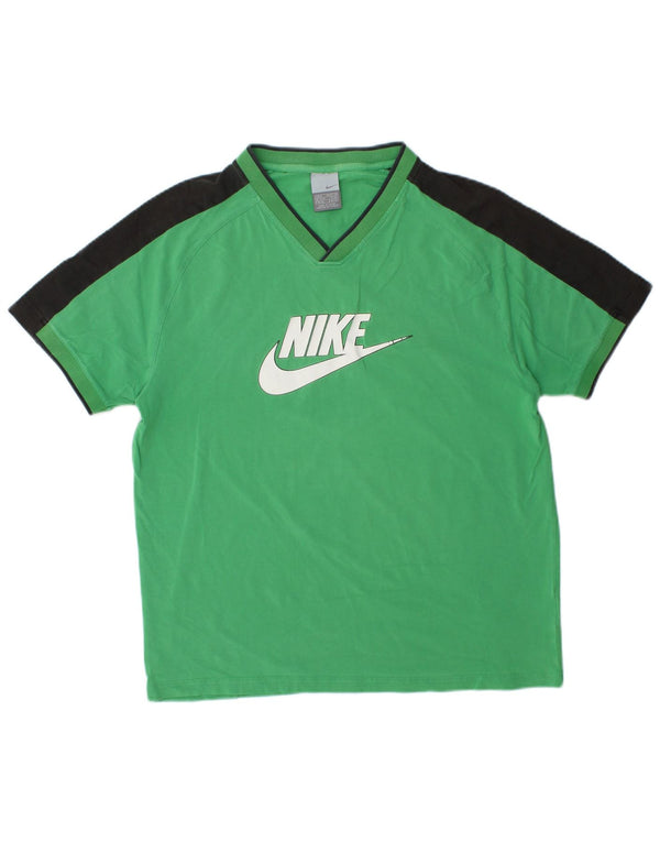 NIKE Mens Graphic T-Shirt Top UK 39/41 Medium Green Colourblock